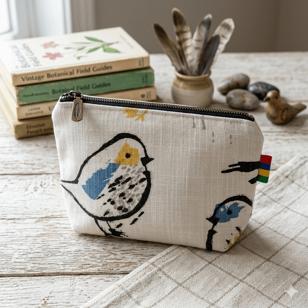 Port Monnaie Crème avec Oiseaux