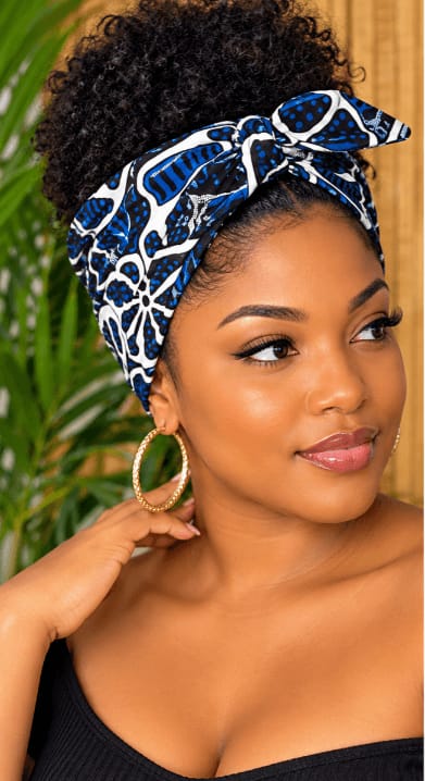 Headband African Blue and White